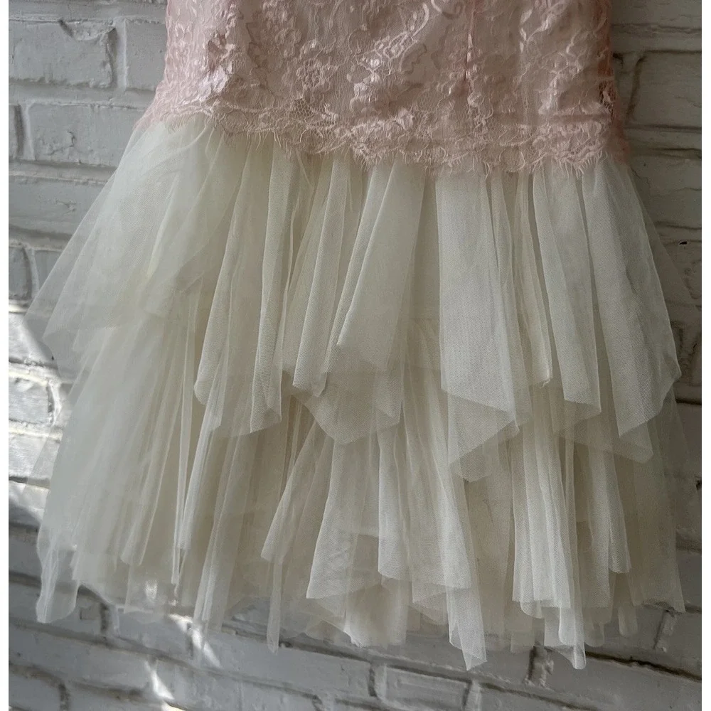 Chantilly Place Girls Size 14 Dress Pink Lace Drop Waist Tulle Formal Pageant